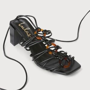 Lulu's Finu Black Lace-Up High Heel Sandals *NEW* Size 5.5